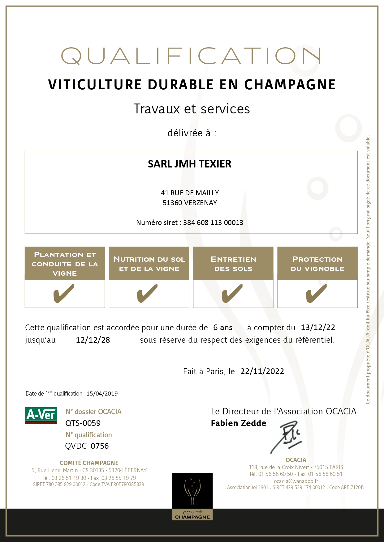 QTS 0059 SARL JMH TEXIER CERTIFICAT CYCLE 2